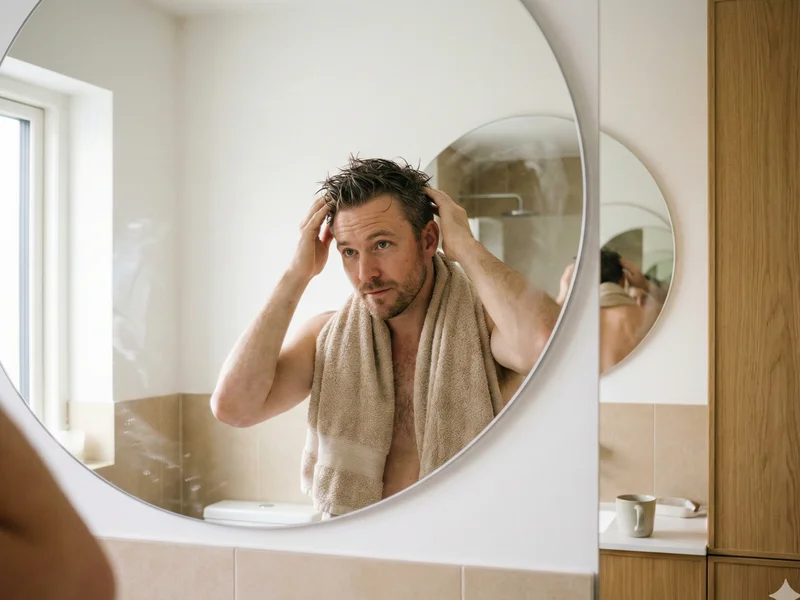 Homme aux cheveux mi-longs texturés, coiffure naturelle et soignée