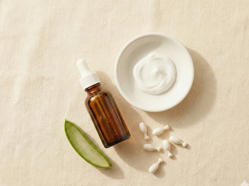 Ingrédients clés d'une bonne crème hydratante : sérum, crème, aloe vera et niacinamide