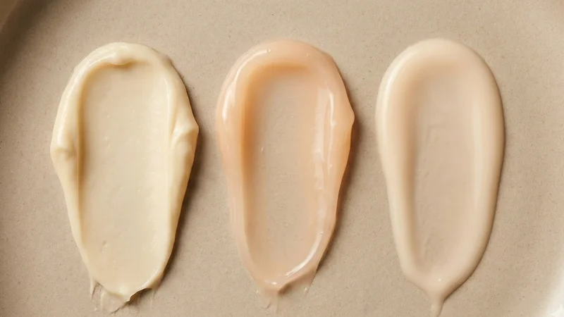 Comparaison visuelle de trois textures de crèmes visage homme : épaisse, gel-crème et fluide