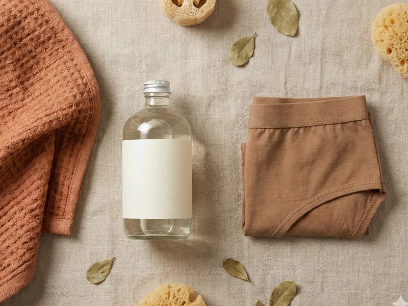 Flat-lay de produits d hygiène intime masculins avec indicateur de pH neutre