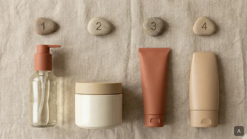 Les 4 produits essentiels de la routine peau grasse : nettoyant, exfoliant, hydratant, SPF